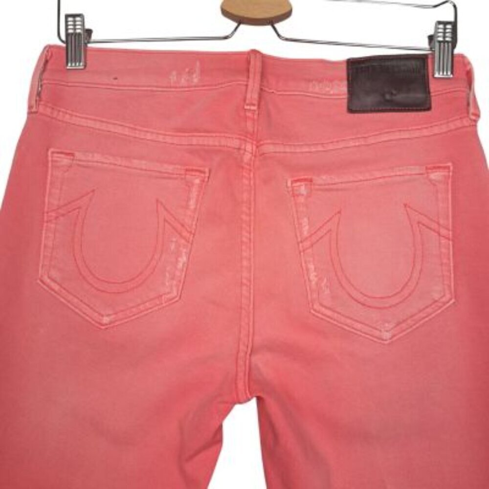 True Religion Halle Mid Rise Super Skinny Coral Denim Jeans - Picture 5 of 11